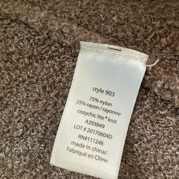 Barefoot Dreams Open front waterfall CozyChic Lite Island Wrap, Cocoa - Size S/M - Picture 3 of 5